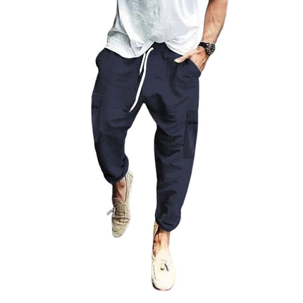 Men's Striped Casual Pants | Multi-Pocket | Comfortable Fit | Durable Fabric | Stylish Design | Casual Wardrobe Essential