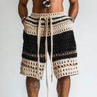 Men's Braided Beach Shorts | Holiday Swimwear | Premium Cotton Fabric | Stylish Design | Elastic Waistband with Drawstrings | Side Pockets | Summer Comfort | Versatile Casual Wear