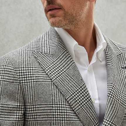 Men's Vintage Plaid Herringbone Blazer | Double-Breasted Suit | Retro Style | Gray | Lapel Design | Slim Fit | Comfortable Lining | Multiple Sizes | Classic & Fashionable | Men's Outerwear