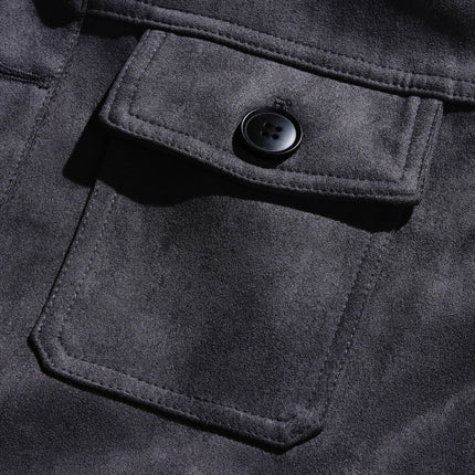 Men's Vintage Suede Jacket | Single Breasted | Stand Collar | Classic Fit | Long Sleeve | Premium Faux Suede | Lightweight | Solid Color | Casual to Smart Casual | Fall & Spring Outerwear