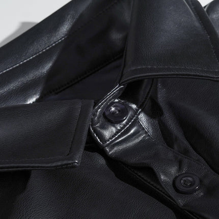 Men's Leather Long Sleeve Shirt | Slim Fit | Classic Casual Design | Premium Soft Leather | Tailored Look | Button-Down Closure | Versatile Styling | Durable & Fashionable | Ideal for Day & Night Wear