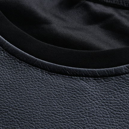 Men's Leather Detailed Zip-up Round Neck Long Sleeve T-shirt | Casual Stylish Modern Design | Comfortable Soft Cotton Blend | Versatile Tailored Fit | Perfect for Layering