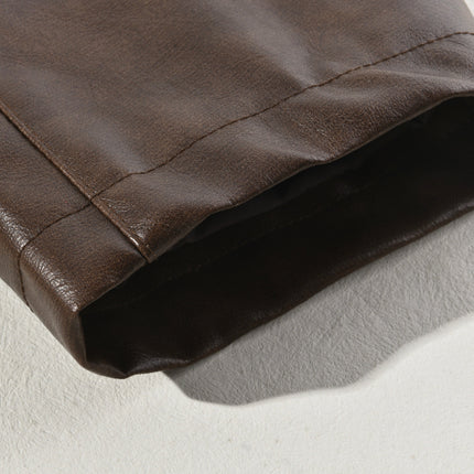Men's Vintage Leather Jacket | High-Quality PU Leather | Asymmetrical Zipper | Slim Fit | Stand-Up Collar | Distressed Detailing | Multiple Zippered Pockets | Timeless Sophistication | Casual & Evening Wear