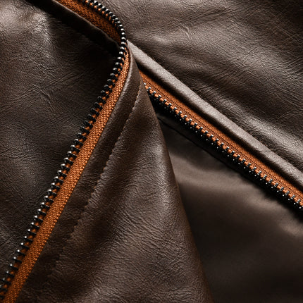 Men's Vintage Leather Jacket | High-Quality PU Leather | Asymmetrical Zipper | Slim Fit | Stand-Up Collar | Distressed Detailing | Multiple Zippered Pockets | Timeless Sophistication | Casual & Evening Wear
