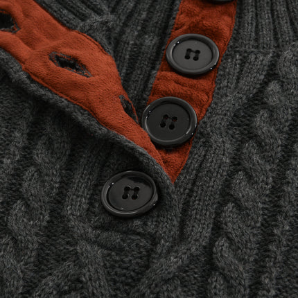 Men's Cable Knit Sweater | Vintage Style | Stand Collar | Full-Length Sleeves | Cozy Knit Fabric | Versatile Layering | Classic Colors | Charcoal Grey | Navy Blue | Beige | Warmth and Comfort