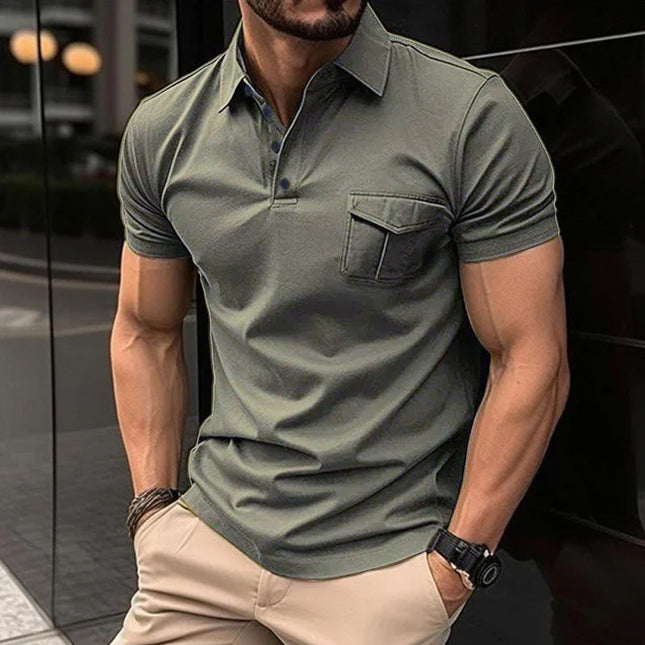 Men's Slim Fit Polo Shirt | Cotton Polyester Blend | Classic Lapel Collar | Short Sleeve | Buttoned Placket | Ribbed Cuffs | Comfortable Versatility for Casual & Semi-Formal Occasions | Varied Colors & Sizes