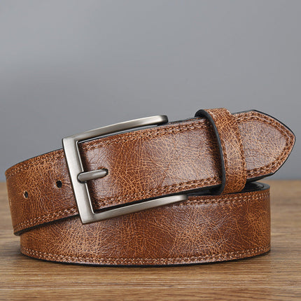Men's PU Leather Belt | Retro Style | Classic Pin Buckle | Versatile Design | Adjustable Fit | Multiple Sizes | Durable Finish | Black Brown Tan | Modern Wardrobe Essential