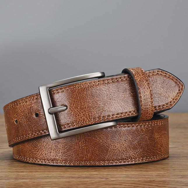 Men's PU Leather Belt | Retro Style | Classic Pin Buckle | Versatile Design | Adjustable Fit | Multiple Sizes | Durable Finish | Black Brown Tan | Modern Wardrobe Essential