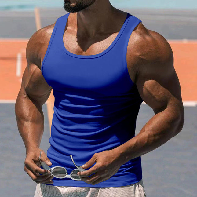 Men's Tank Top | Casual Sports Sleeveless | Solid Color Crew Neck | Cotton Blend Fabric | Breathable & Lightweight | Moisture-Wicking | Versatile Fit | Ideal for Workouts Casual Outings | Easy Care