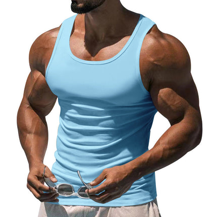 Men's Tank Top | Casual Sports Sleeveless | Solid Color Crew Neck | Cotton Blend Fabric | Breathable & Lightweight | Moisture-Wicking | Versatile Fit | Ideal for Workouts Casual Outings | Easy Care