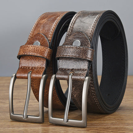Men's PU Leather Belt | Retro Style | Classic Pin Buckle | Versatile Design | Adjustable Fit | Multiple Sizes | Durable Finish | Black Brown Tan | Modern Wardrobe Essential