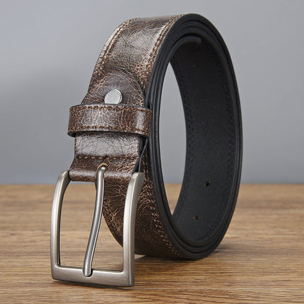 Men's PU Leather Belt | Retro Style | Classic Pin Buckle | Versatile Design | Adjustable Fit | Multiple Sizes | Durable Finish | Black Brown Tan | Modern Wardrobe Essential