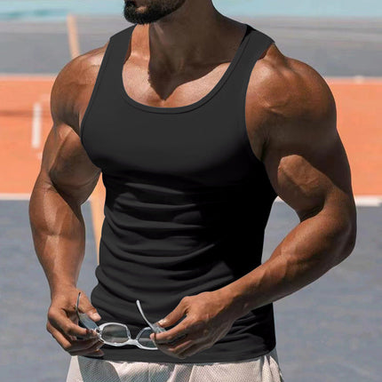 Men's Tank Top | Casual Sports Sleeveless | Solid Color Crew Neck | Cotton Blend Fabric | Breathable & Lightweight | Moisture-Wicking | Versatile Fit | Ideal for Workouts Casual Outings | Easy Care