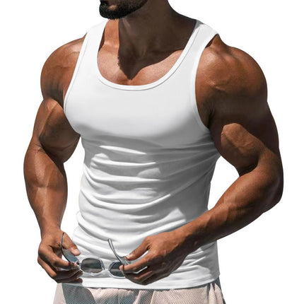 Men's Tank Top | Casual Sports Sleeveless | Solid Color Crew Neck | Cotton Blend Fabric | Breathable & Lightweight | Moisture-Wicking | Versatile Fit | Ideal for Workouts Casual Outings | Easy Care