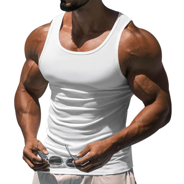 Men's Tank Top | Casual Sports Sleeveless | Solid Color Crew Neck | Cotton Blend Fabric | Breathable & Lightweight | Moisture-Wicking | Versatile Fit | Ideal for Workouts Casual Outings | Easy Care