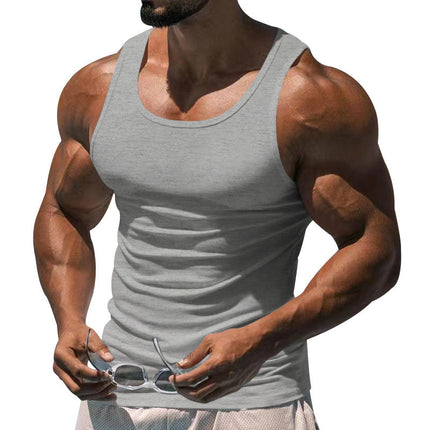 Men's Tank Top | Casual Sports Sleeveless | Solid Color Crew Neck | Cotton Blend Fabric | Breathable & Lightweight | Moisture-Wicking | Versatile Fit | Ideal for Workouts Casual Outings | Easy Care