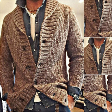 Men's Vintage Knit Cardigan Jacket | Lapel Collar | Classic Elegant Style | Premium Knit Blend | Warm & Durable | Sophisticated Design | Versatile Layering | Comfortable Relaxed Fit | Timeless Fashion