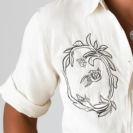 Men's Summer Western Cowboy Shirt | Embroidered Short Sleeve | Solid Color Top | Casual Button-Down | Lightweight Breathable Fabric | Classic Vintage Style | Versatile for Casual Wear