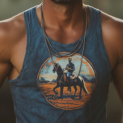 Men's Western Cowboy Tank Top | Crew Neck | Sleeveless Summer Shirt | Breathable Cotton Blend | Western-Inspired Prints | Casual Wear | Comfortable Fit | Sizes S-3XL