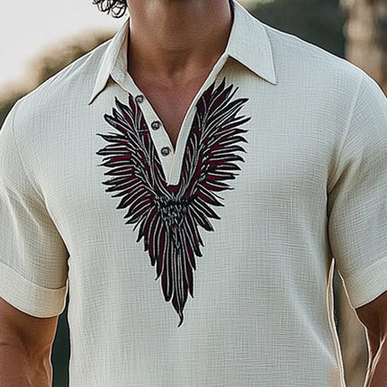 Men's Retro Embroidered T-Shirt | Short Sleeve | Summer Casual Top | Lightweight Cotton Blend | Classic Fit | Breathable Fabric | Sizes S-3XL | Stylish Summer Wear