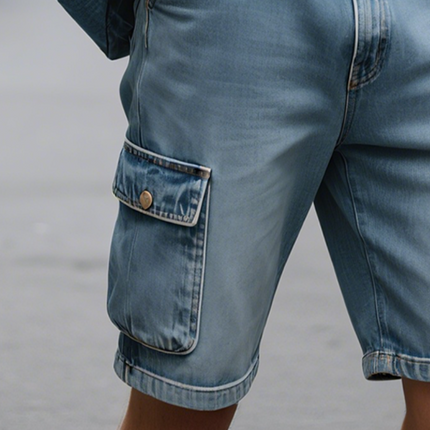 Men's Casual Vintage Denim Shorts | Washed Loose Fit | 100% Cotton | Retro Style | Adjustable Waist | Relaxed Summer Shorts | Sizes S-3XL | Timeless Everyday Fashion