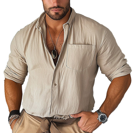 Men's Long Sleeve Shirt | Summer Fashion | Breathable Linen | Solid Color | Relaxed Fit | Casual & Formal | Versatile Men's Shirt | Stylish & Comfortable | Cool Summer Apparel