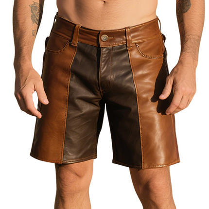 Men's Leather Shorts | Retro Western Cowboy Style | Classic Ranch Design | Durable Genuine Leather | Adjustable Waistband | Versatile Outdoor & Casual Wear | Sizes S-3XL | Timeless Rugged Fashion