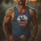 Men's Western Cowboy Tank Top | Crew Neck | Sleeveless Summer Shirt | Breathable Cotton Blend | Western-Inspired Prints | Casual Wear | Comfortable Fit | Sizes S-3XL