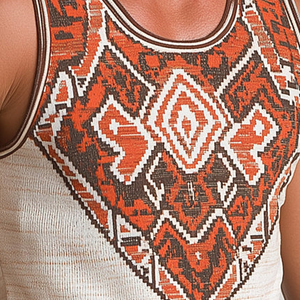 Men's Western Cowboy Style Tank Top | Knitted Jacquard | Summer Sleeveless Shirt | Lightweight Breathable Fabric | Casual Outdoor Fashion