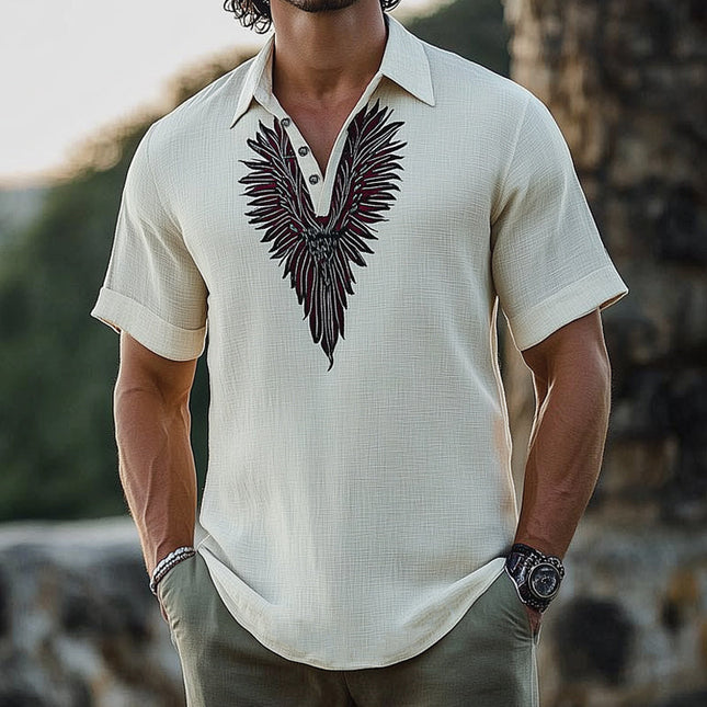 Men's Retro Embroidered T-Shirt | Short Sleeve | Summer Casual Top | Lightweight Cotton Blend | Classic Fit | Breathable Fabric | Sizes S-3XL | Stylish Summer Wear