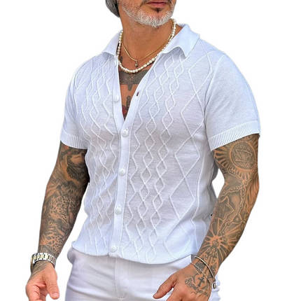 Men's Knit Polo Shirt | Solid Color | Short Sleeve | Lapel Detail | Button Placket | Stretch Fabric | Casual & Smart-Casual Wear | Comfortable Fit