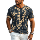 Men's Retro Western Distressed Leopard Print T-Shirt | Cotton Blend Short Sleeve | Vintage Cowboy Style | Spring Summer Casual Wear | Bold Graphic Design | Comfortable Breathable Fabric