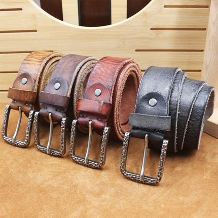 Men's Vintage Distressed Leather Belt | Pure Cowhide | Rugged Charm | Classic Appeal | Sturdy Metal Buckle | Versatile Width | Casual & Formal Wear | Multiple Sizes | Timeless Accessory | Perfect for Jeans or Dress Trousers