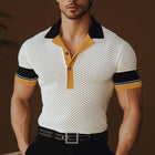 Men's Polo Shirt | Business Style | Colorblock Design | Comfortable Knitted Mesh | Breathable Cotton Polyester | Short Sleeves | Classic Polo Collar | Versatile for Office & Casual | Sizes S-3XL