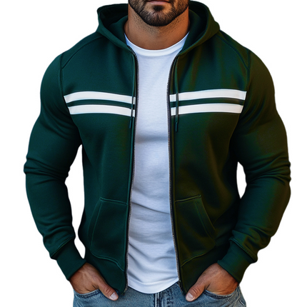 Men's Retro Colorblock Hooded Jacket | Casual Sports Outerwear | Vintage Style | Long Sleeves | Adjustable Drawstring Hood | Polyester Cotton Blend | Versatile Lightweight Design