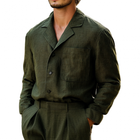Men's Long Sleeve Linen Shirt | Casual Loose Fit | Breathable Fabric | Notched Lapel | Patch Pocket | Comfortable & Stylish | Ideal for Warm Weather | Versatile Everyday Wear | Sophisticated Casual Top