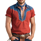 Men's Western Style Colorblock Lapel Short Sleeve Shirt | Retro Casual Cowboy Design | Breathable Cotton | Vintage Flair | Ideal for Spring & Summer | Available in S-3XL | Stylish Men's Button Down Top