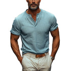 Men's Cotton Linen Blend Shirt | Short Sleeve | Button Up | Comfortable | Breathable | Solid Color | Versatile Style | Casual to Formal | Ideal for Warm Weather | Durable | Classic Design for Modern Men