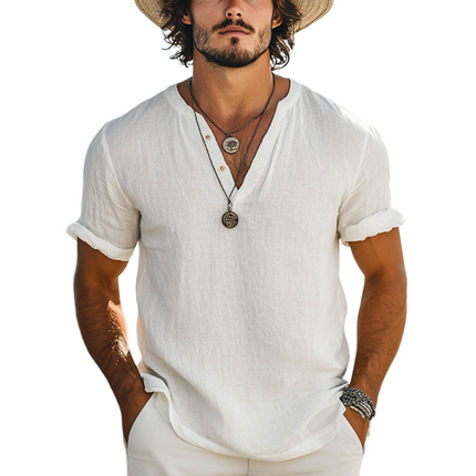 Men's V-Neck T-Shirt | Casual Cotton Short Sleeve Top | Soft & Breathable Fabric | Relaxed Fit | Versatile Wardrobe Essential | Available in Sizes S-3XL | Perfect for Everyday Wear