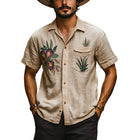 Men's Vintage Western Shirt | Botanical Print | Short Sleeve | Casual Button Down | Breathable Fabric | Relaxed Fit | Stylish Retro Design | Comfortable Everyday Wear | Ideal for Summer Outings | Fashionable Statement Piece