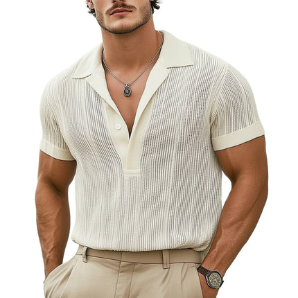 Men's Breathable Knitted Polo Neck T-Shirt | Classic Summer Style | Short Sleeve | Soft Fabric | Moisture-Wicking | Versatile Fit | Sizes S-3XL | Easy Care | Smart-Casual Comfort