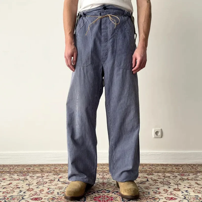 Men's Striped Cargo Pants | Loose Fit | Straight Leg | Elastic Waist | Multiple Pockets | Durable Fabric | Striking Stripes | Casual Wear | Outdoor & Travel Friendly | Comfortable Style