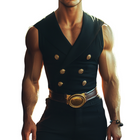 Men's Retro Sleeveless Shirt | Double Breasted | Slim Fit | Vintage Lapel Collar | Stretch Fabric | Solid Color | Casual Summer Style | Versatile Layering Top
