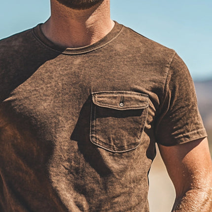 Men's Vintage Western Round Neck T-Shirt | Short Sleeve | Classic Retro Design | Comfortable Fit | Casual Wear | Breathable Material | Stylish Patterns