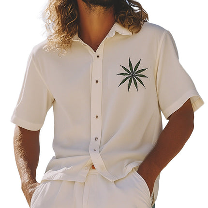 Men's Summer Style | Breathable Short-Sleeve Shirt | Lightweight | Simple Embroidered Design | Casual & Semi-Formal | Ideal for Hot Weather | Versatile | Comfortable Men’s Dress Shirt