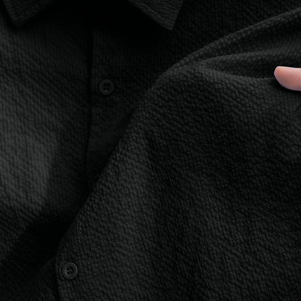 Men's Short Sleeve Shirt | Solid Color | Textured Fabric | Tailored Fit | Versatile Casual & Semi-Formal | High-Quality Breathable Material | Men's Apparel & Accessories | Modern Stylish Design