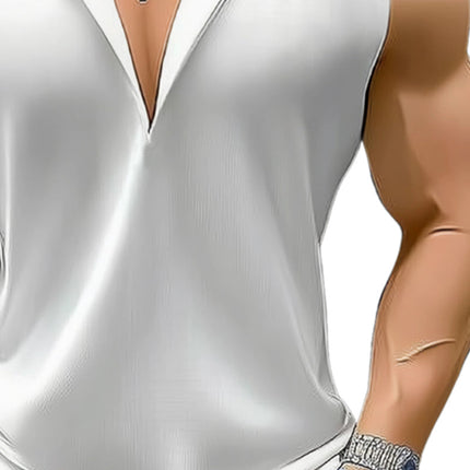 Men's Summer Lapel Knit Tank Top | Lightweight Breathable Sleeveless | Casual Smart-Casual | Soft Cotton Polyester Blend | Stylish Modern Lapel Collar | Versatile Colors | Sizes S to 3XL