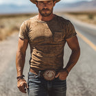 Men's Vintage Distressed T-Shirt | Cotton Blend | Round Neck | Short Sleeve | Retro Style | Casual Wear | Comfortable & Durable