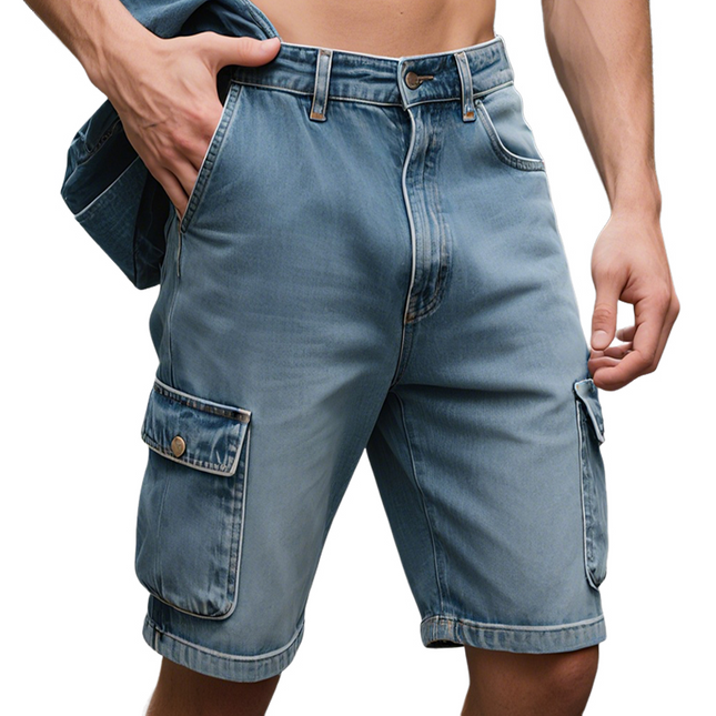 Men's Casual Vintage Denim Shorts | Washed Loose Fit | 100% Cotton | Retro Style | Adjustable Waist | Relaxed Summer Shorts | Sizes S-3XL | Timeless Everyday Fashion