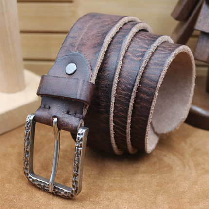 Men's Vintage Distressed Leather Belt | Pure Cowhide | Rugged Charm | Classic Appeal | Sturdy Metal Buckle | Versatile Width | Casual & Formal Wear | Multiple Sizes | Timeless Accessory | Perfect for Jeans or Dress Trousers